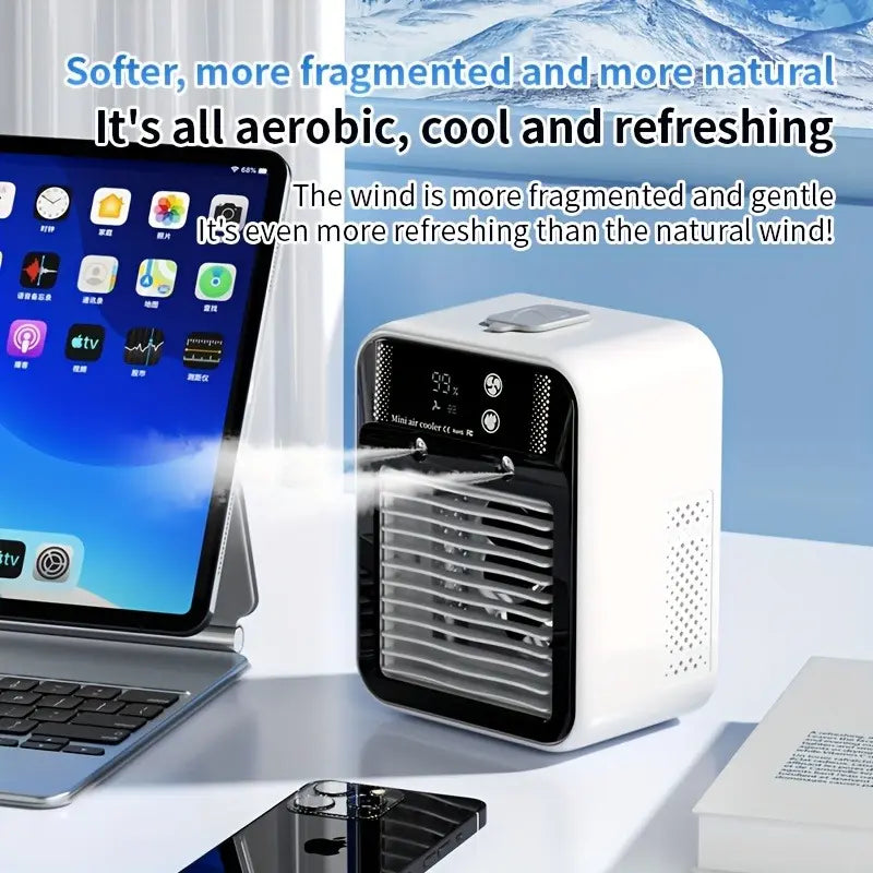 Fan Portable Air 3-In-1 Fan with 2 Mist Speeds – Personal Mist Cooler for Bedroom, Office & Camping Fan 2026